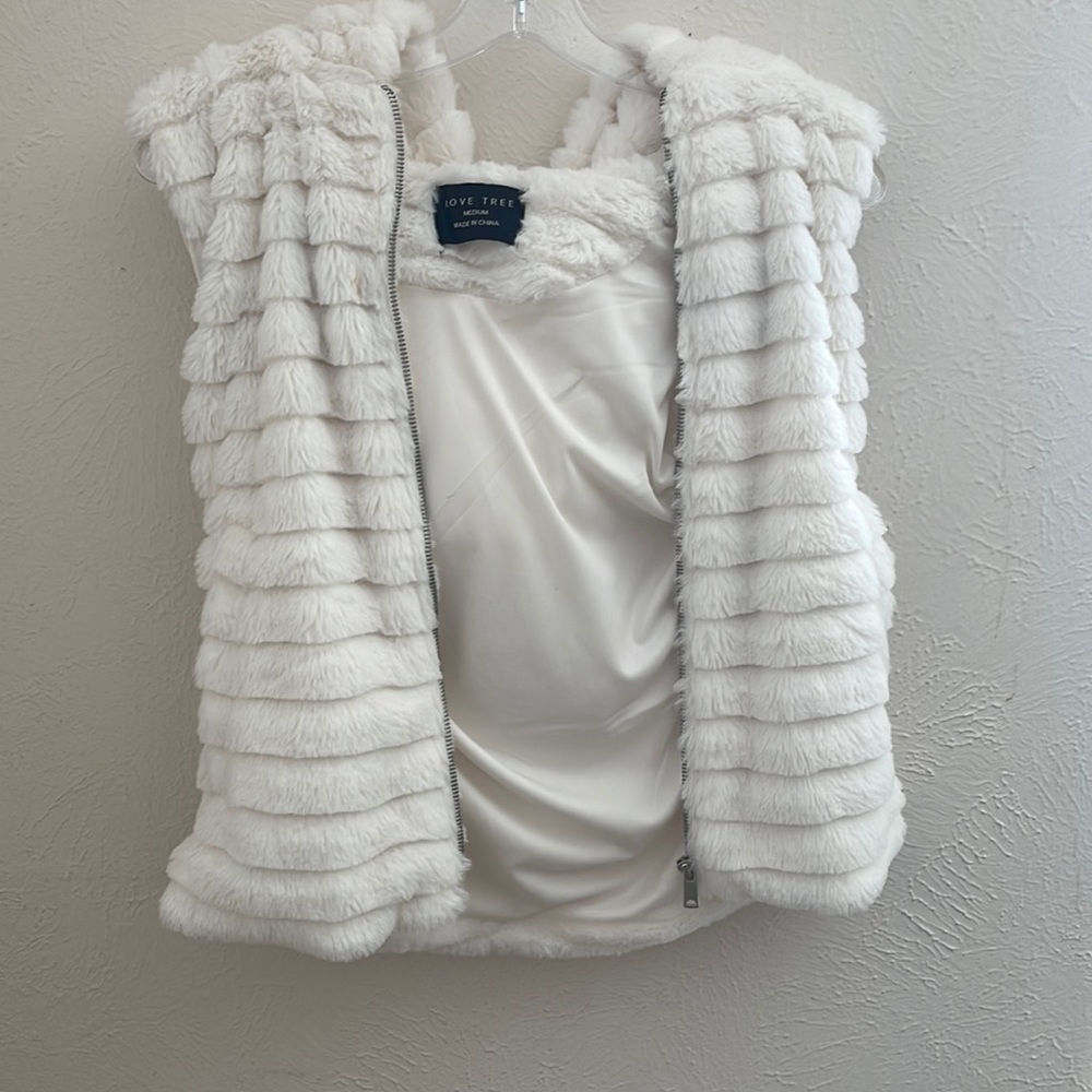 White Sleeveless Fur Vest
